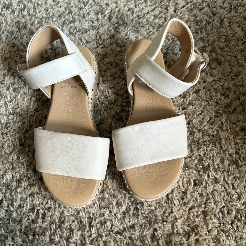 Sole Bliss  White Ankle-Strap Sandals with Buckle
